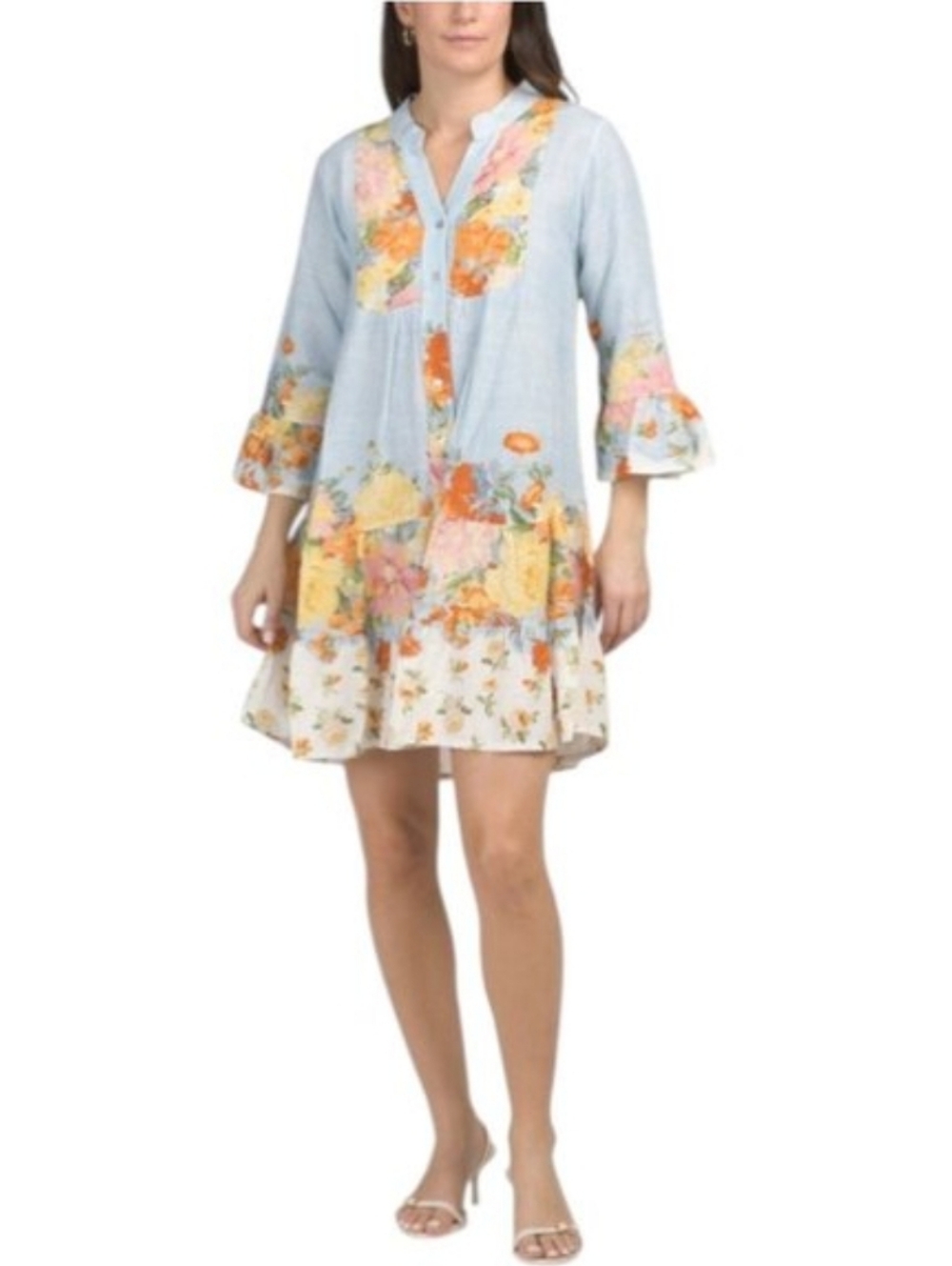 NWT Rosemarine Ruffled Linen Blend Dress. Made In Italy. Size S